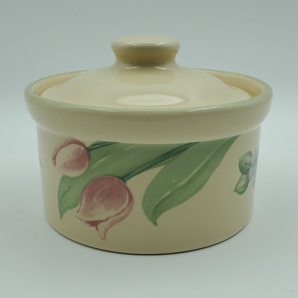 Pfaltzgraff Garden Party Butter Tub Lidded Dish Covered Casserole Tulips Violets - Picture 1 of 6